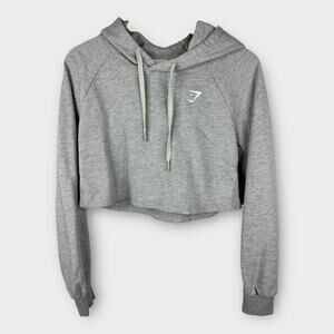 Gymshark Womens size Medium Fleece Training Cropped Hoodie Gray